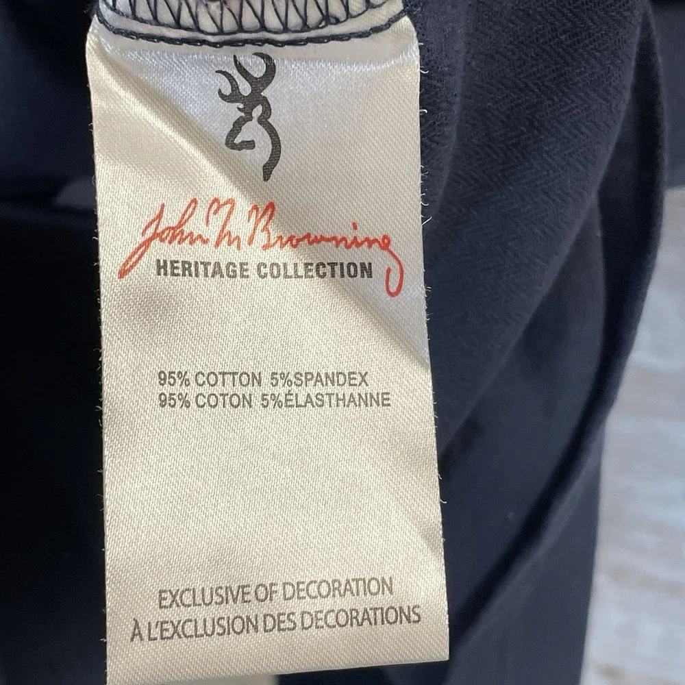 John M Browning Mens XL Shirt Heritage Collection Navy Button Up‎ Hand Pockets